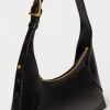 Cartera al hombro Windsor en cuero arrugado Negro