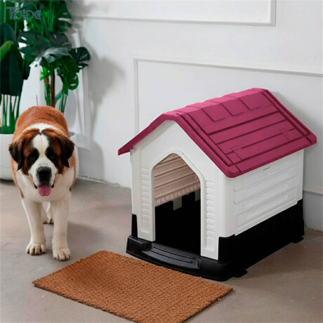 Casa Cucha Mascota Perro L 76x84x69 Resistente + Accesorio Rojo