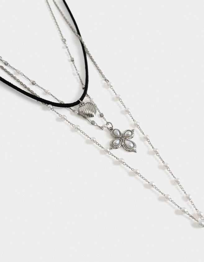 Collares Cortos Religioso Collar Largo Con Cruz - Plateado