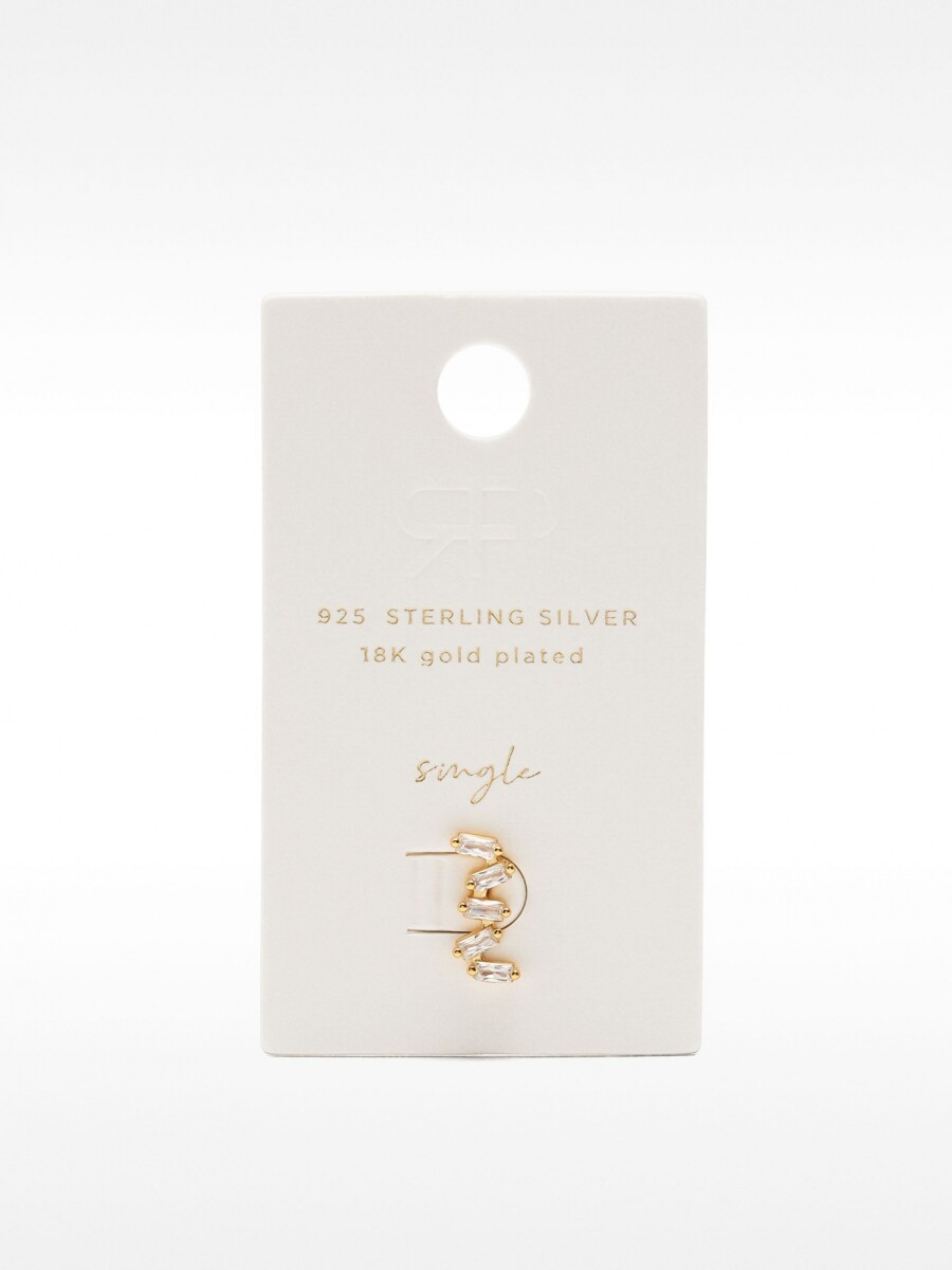 Pendientes Zigzag Con Cristales - Plata De Ley 925 dorado