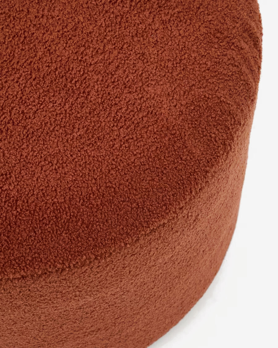 Reposapiés desenfundable Kaeli de borreguito terracota Ø 60 cm Reposapiés desenfundable Kaeli de borreguito terracota Ø 60 cm