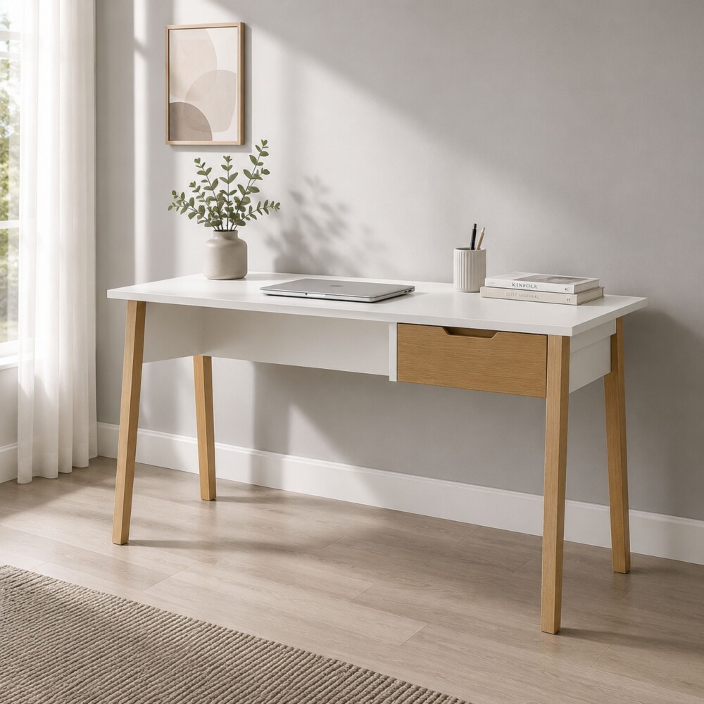 ESCRITORIO - 1 CAJON LINEA WOOD BLANCO
