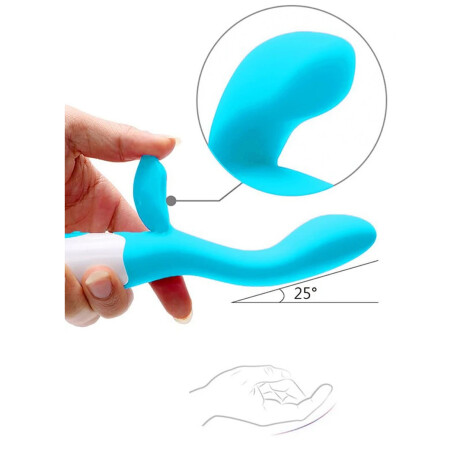Vibrador Con Doble Estímulo Desing Curvo A Pila Celeste