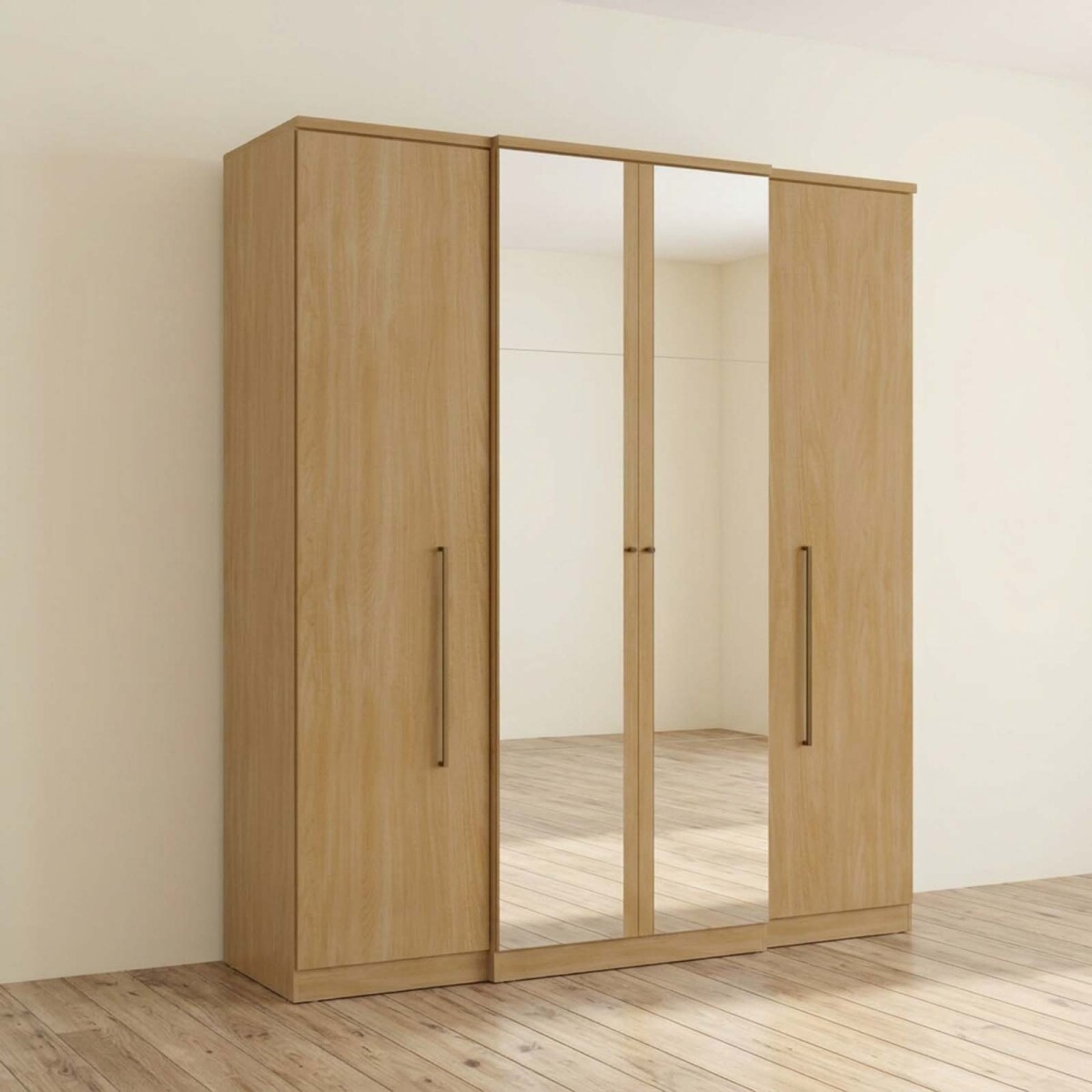 PLACARD ROPERO - 4 PUERTAS MDP MARRON SPLENDORE GLASS 