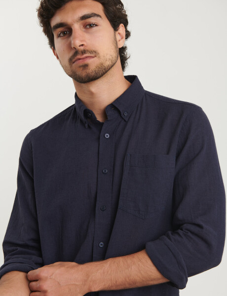 011665 CAMISA DE LINO HARRINGTON LABEL Azul