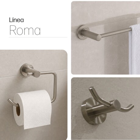 Set Accesorios Roma Con Perchas Dobles Cromado GRIS-BRUSHED NICKEL