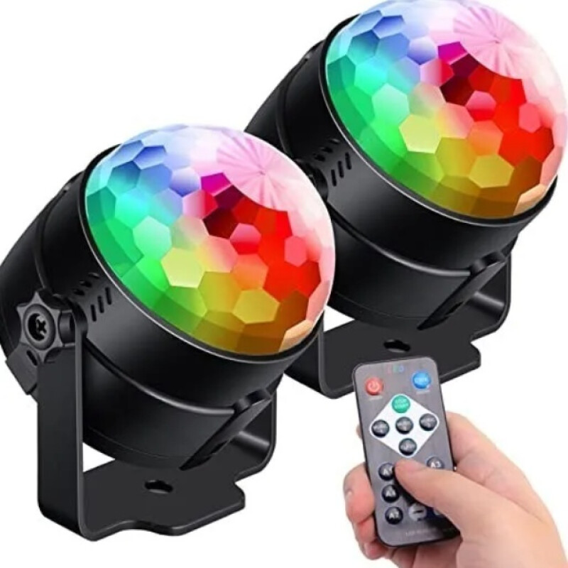 Lampara Disco Colores Rotación + Control Luces Fiesta Pro Negro