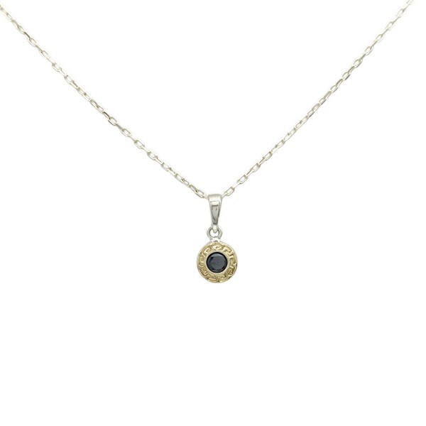 Dije Colgante Solitario greco-Plata y oro-Zafiro-CP5568 conpiedra