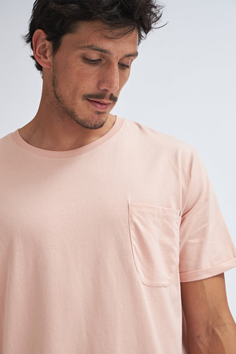 Camiseta manga corta con bolsillo Rosa