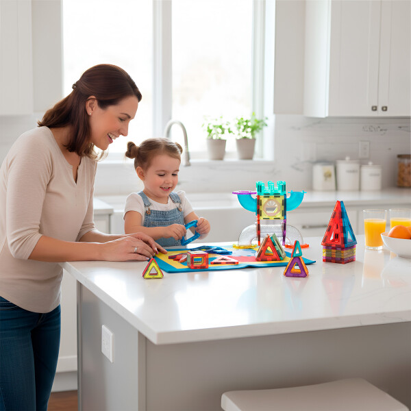 Juego De Construcción Con Imanes Para Niño 36 Pzs Magnéticas Diseño De Colores