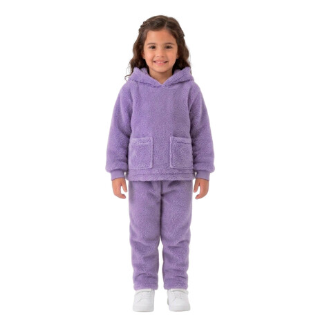 Pijama Para Niños Canguro Y Pantalón Plush Infantil Violeta