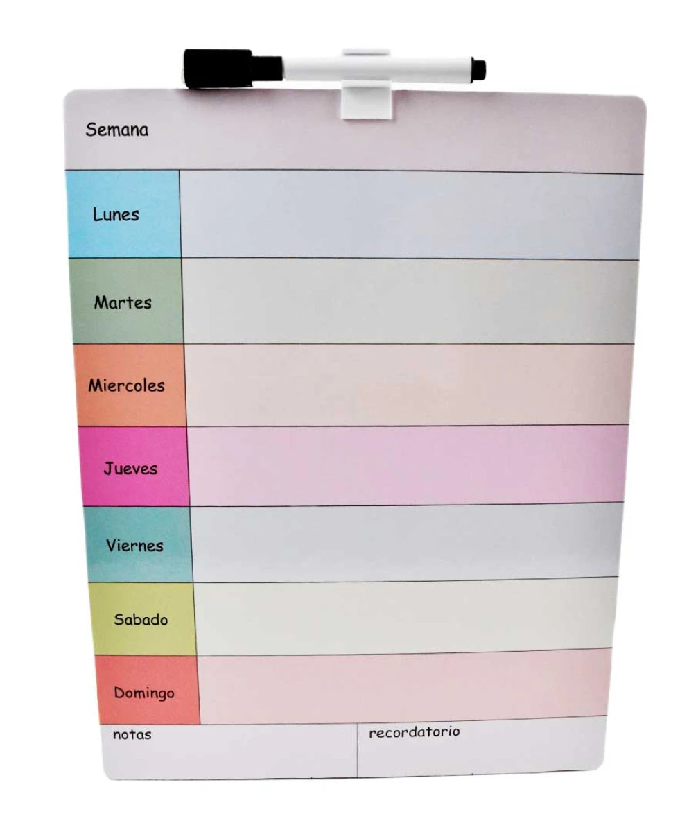 PIZARRA PLANIFICADOR CALENDARIO SEMANAL NO IMANTADA CON MARCADOR 21.5X28CM 27572 