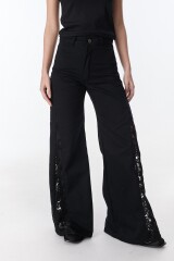 Pantalon Murra Combinado Negro