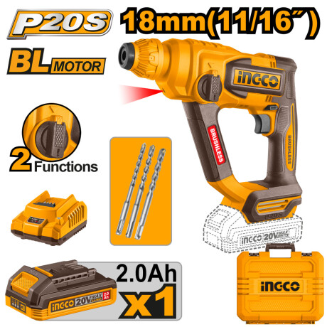 KIT ROTOMARTILLO A BATERÍA INGCO CRHLI201881 20V P20S 001