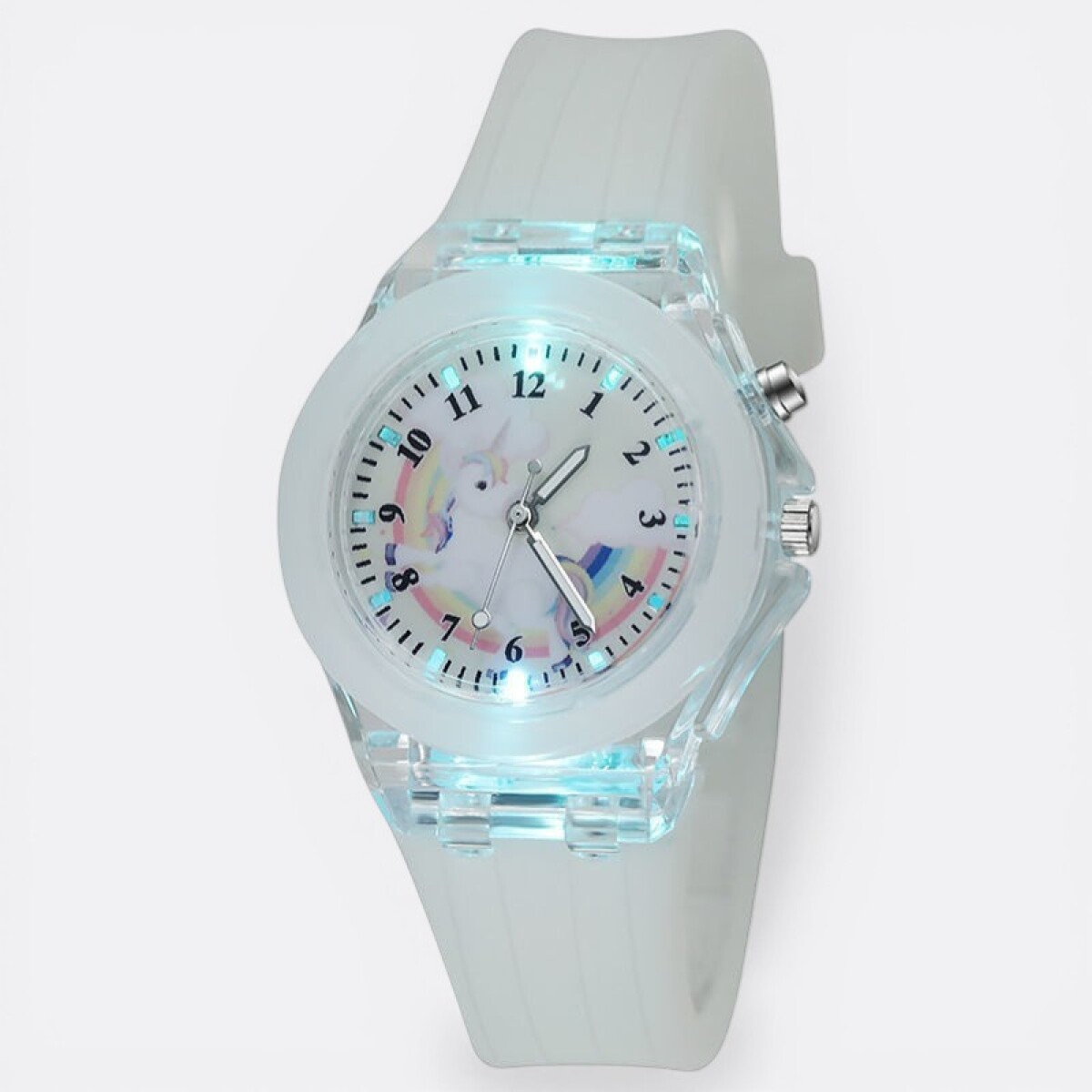 Reloj Unicornio Infantil De Pulsera Con Luz Colores - Blanco 
