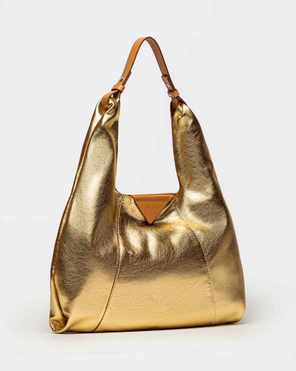 Cartera al hombro The Shopping en cuero graneado metalizado Metalizado