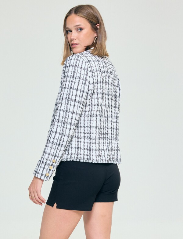 Chaqueta Tweed Crop NEGRO/CRUDO