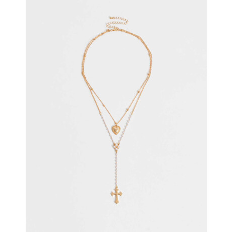 Collar Corto Con Cruz Dorado