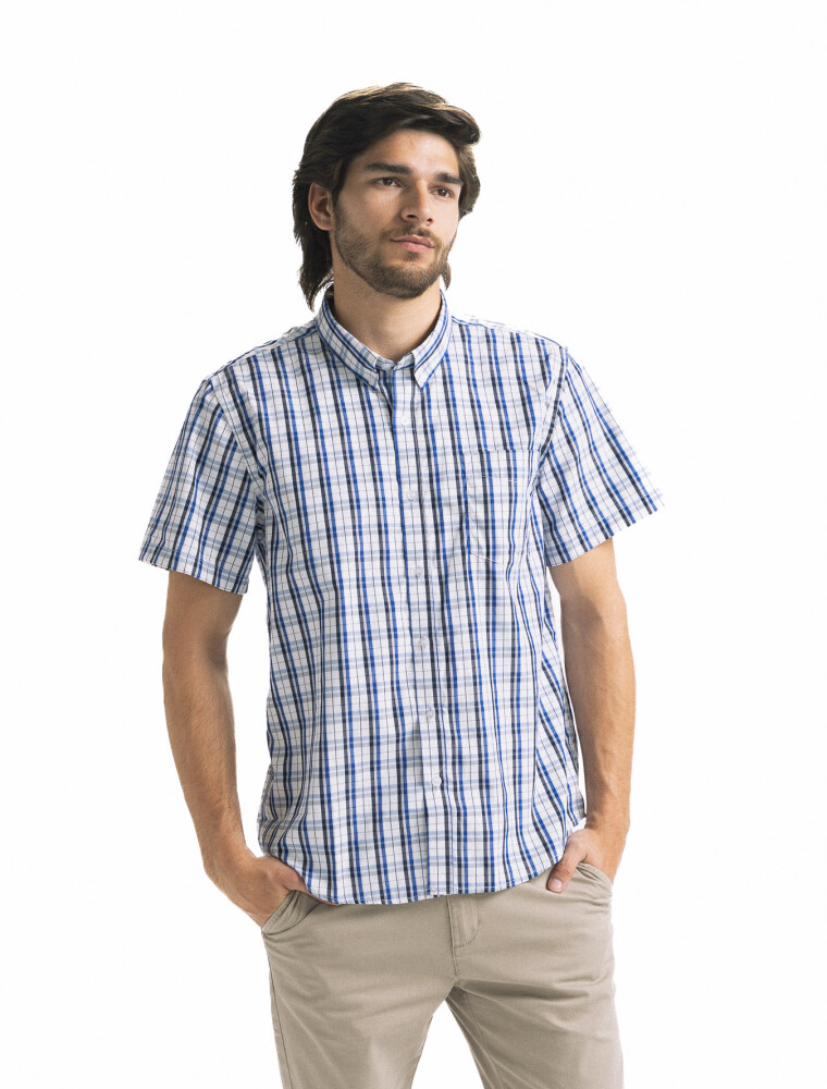 Camisa a Cuadros Manga Corta Azul/Fantasia 1