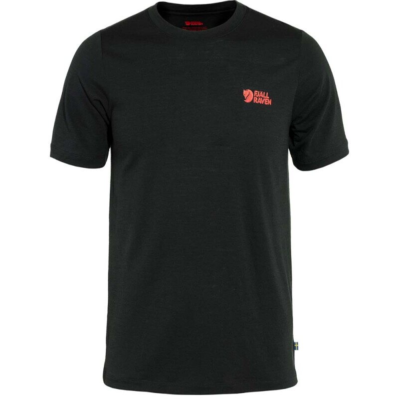 Polo Fjallraven Abisko Wool Logo SS M Hombre Black