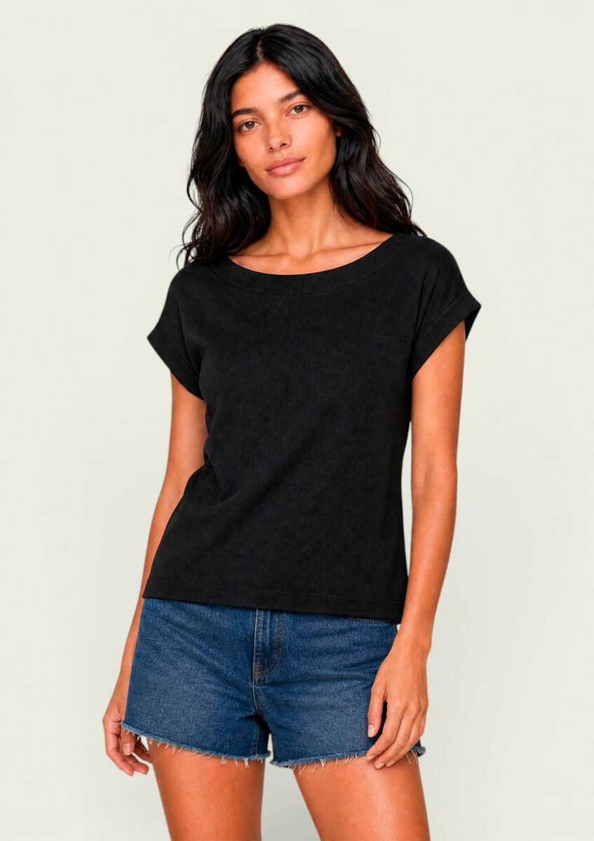 BLUSA DE MANGA CORTA - NEGRO 