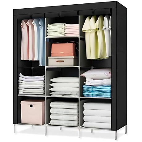 Ropero de 8 Estantes Desmontable de Caño y Tela TNT 175x45x130 Negro