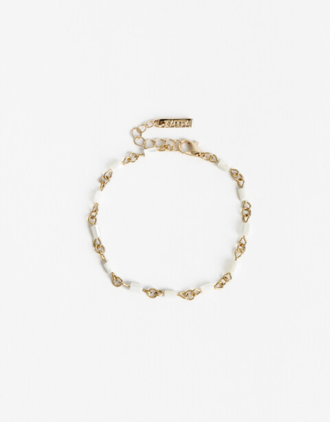 Pulseras Flexibles Color Pulsera Flexible Beads Y Nácar - Dorado