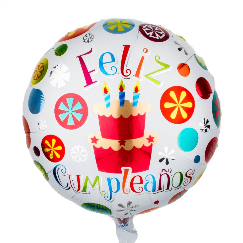 Globo Helio feliz cumpleaños- diseño torta con velitas Globo Helio feliz cumpleaños- diseño torta con velitas