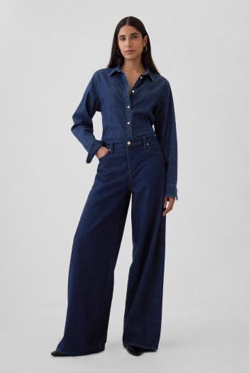 Jean Baggy Tiro Medio Mujer Rinsed
