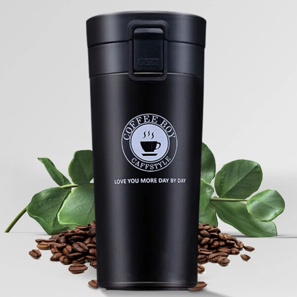 Vaso Térmico Mug 380ml Con Tapa Taza Jarra Calidad Variante Color Negro