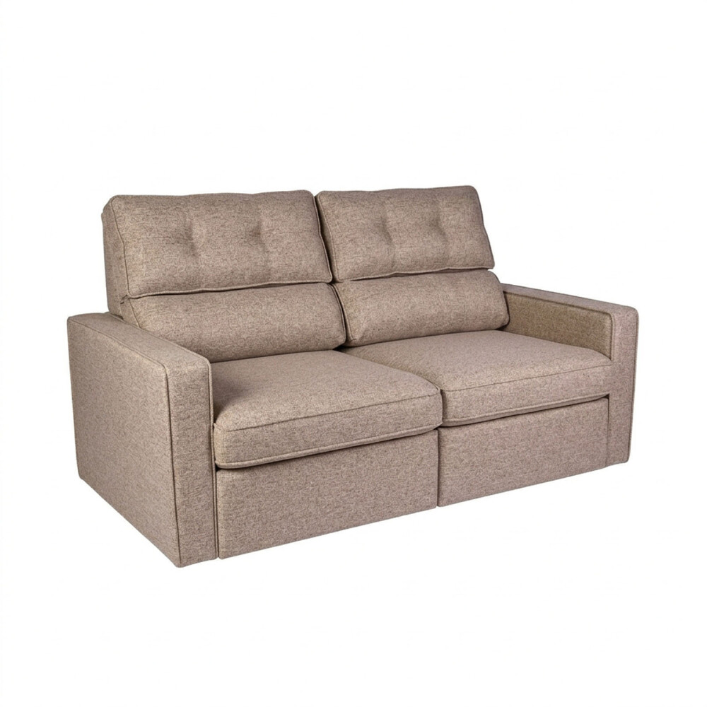 SOFA RETRACTIL 2 CUERPOS TELA MARRON AMBAR TOSTADO