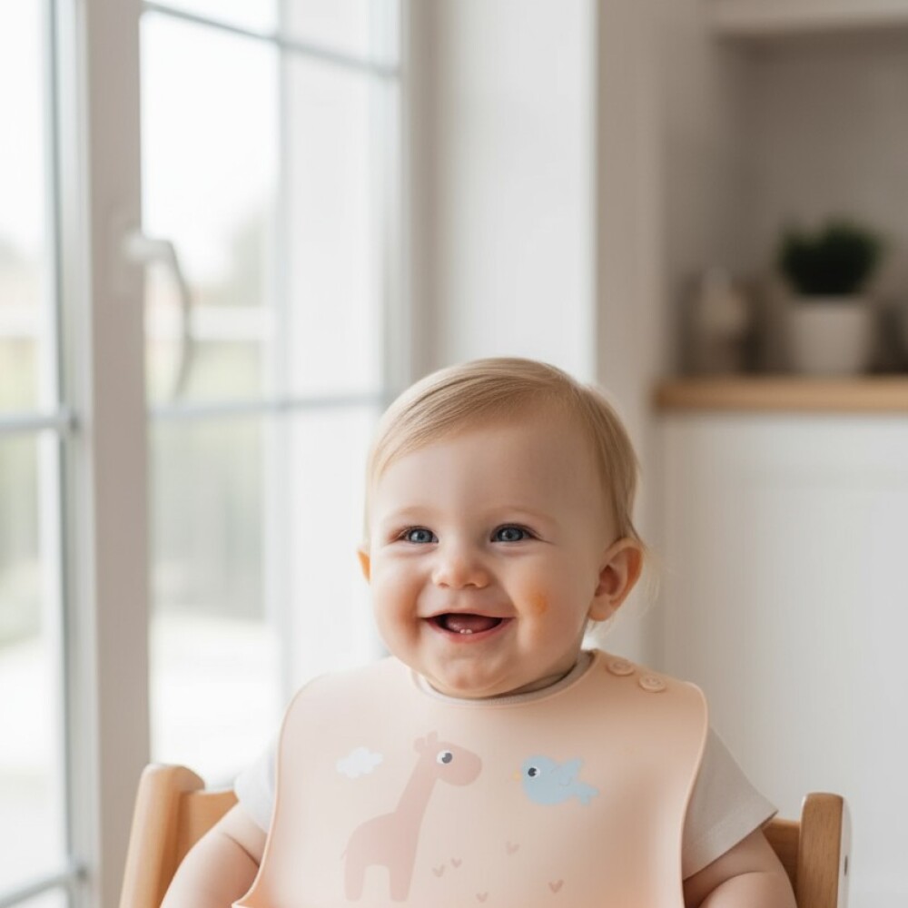 Babero silicona BUBA cloudy rosado