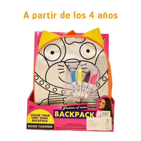 Mochila Creativa P/Pintar Infantil C/4 Marcadores 30×24×9cm Naranja/amarillo