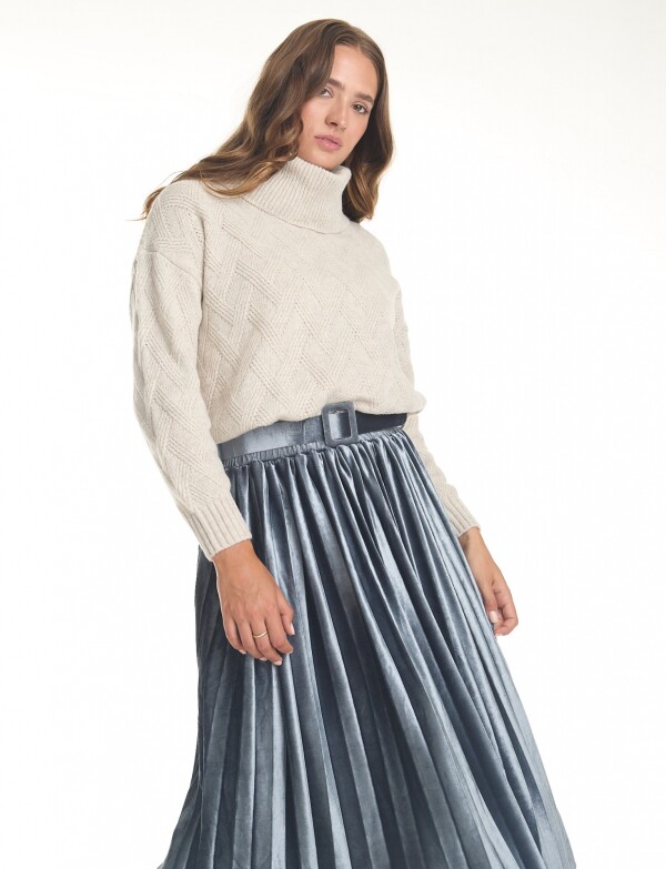 Falda Midi Noche Velvet GRIS AZULADO