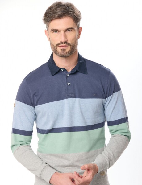 REMERA POLO RAYADA Azul