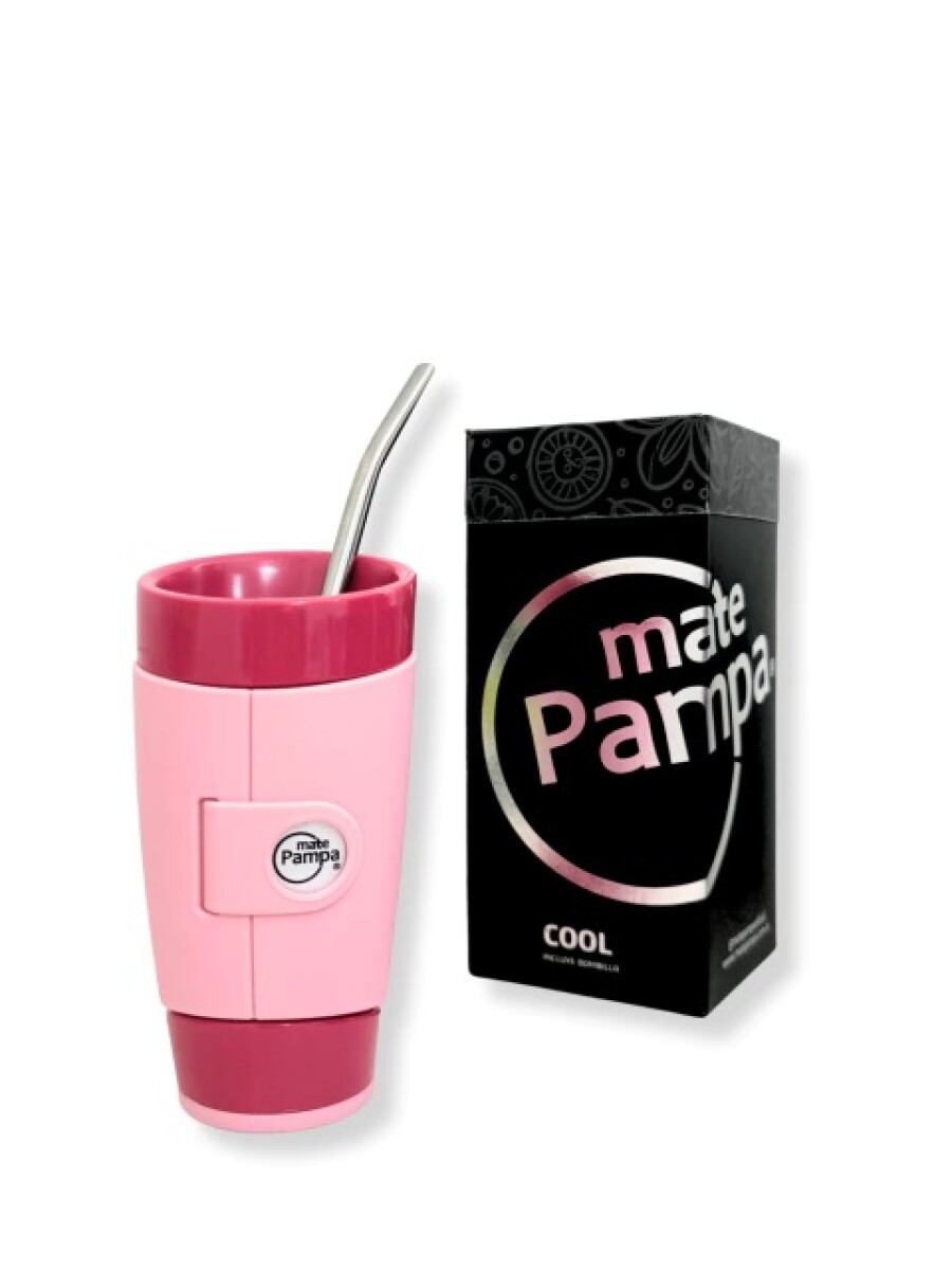 MATE PAMPA GUAMPA CON BOMBILLA - BOMBILLA ROSA C/ FUCSIA 
