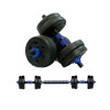 Set 2 Mancuernas Lumax + Barra 2 En 1 + 20kg Discos Pesas Azul