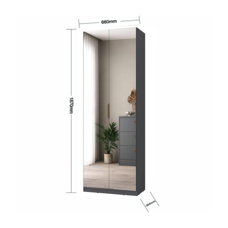 Multiuso 2 Puertas Plus Grafito Con Espejo Multiuso 2 Puertas Plus Grafito Con Espejo