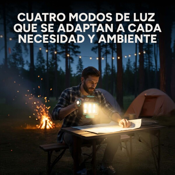 Linterna Led Farol Reflector Recargable Solar Usb + Lampara Color Celeste