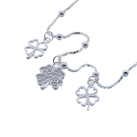 Pulsera de plata 925 con circonias, TREBOL. Pulsera de plata 925 con circonias, TREBOL.