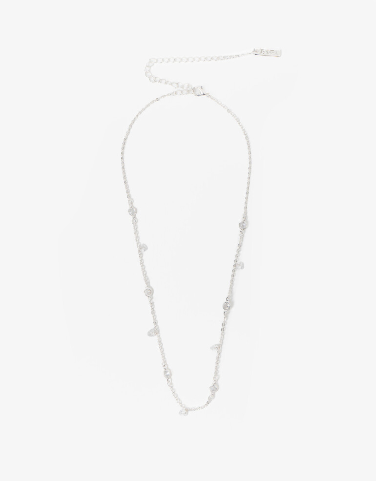 Collares Cortos Strass Collar Corto De Corazones Con Cubic Zirconia - Plateado
