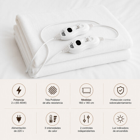 Combo Calienta Camas 2 Plazas + 1 Plaza HTS Bajo Consumo Blanco