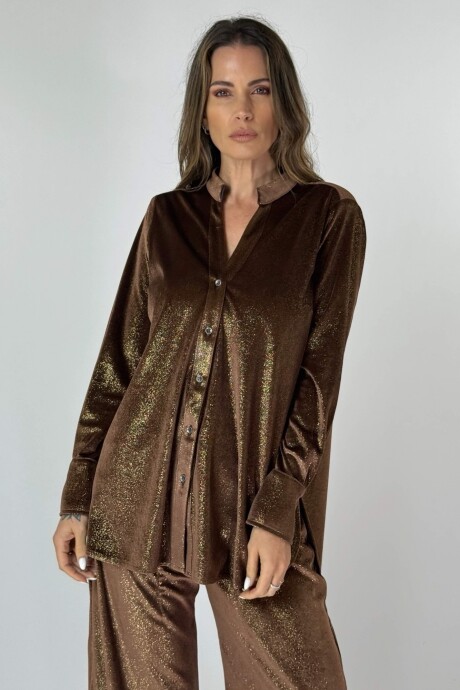 CAMISA VELVET ORNELLA Marrón Con Brillo