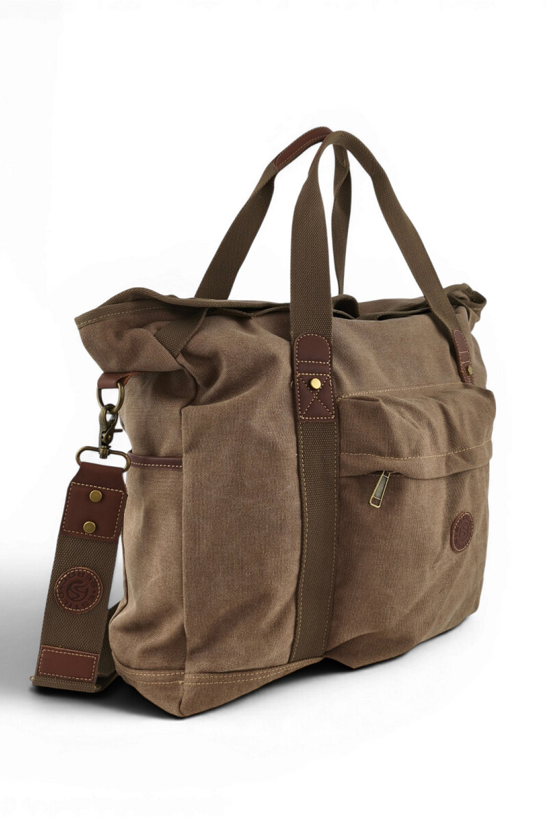 Bolso tote de lona urbano Marrón