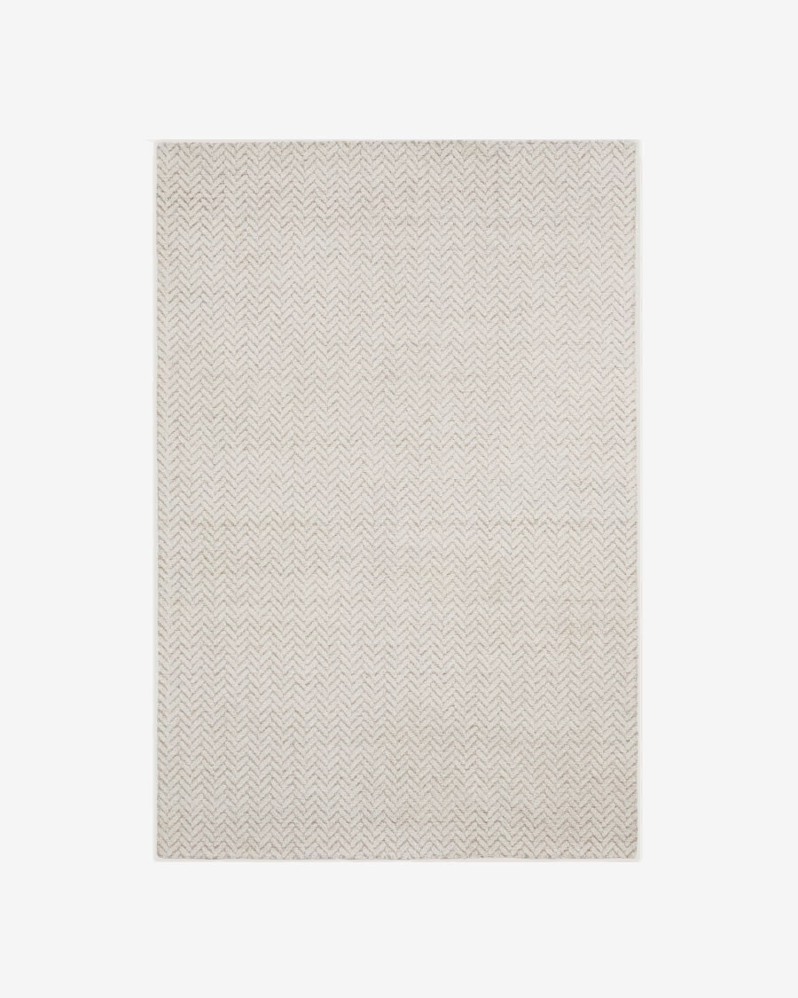 Alfombra Calira de lana jacquard trenzado beige 230 x 160 cm Alfombra Calira de lana jacquard trenzado beige 230 x 160 cm