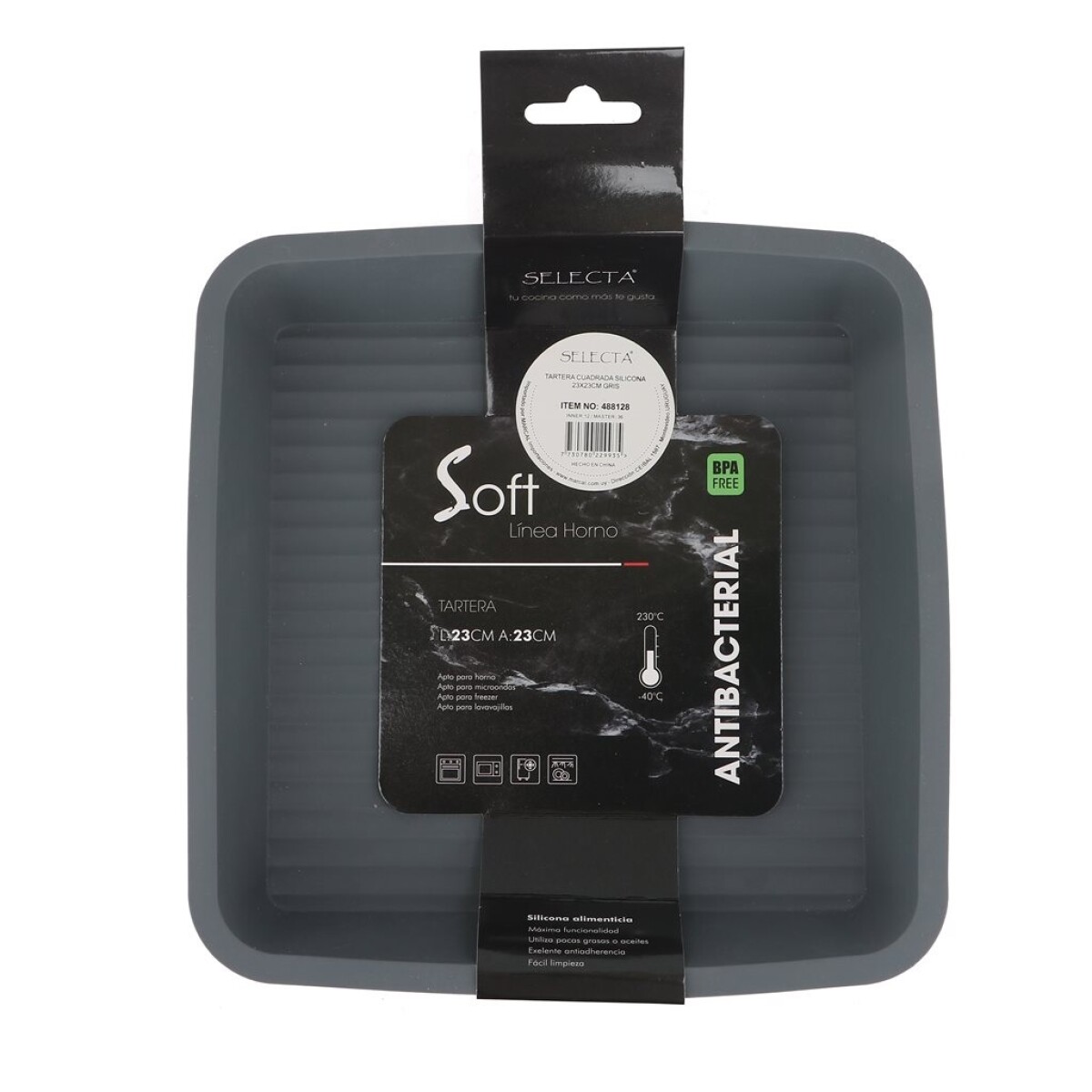 Tartera Cuadrada de Silicona Selecta 23 x 23 cm Gris 