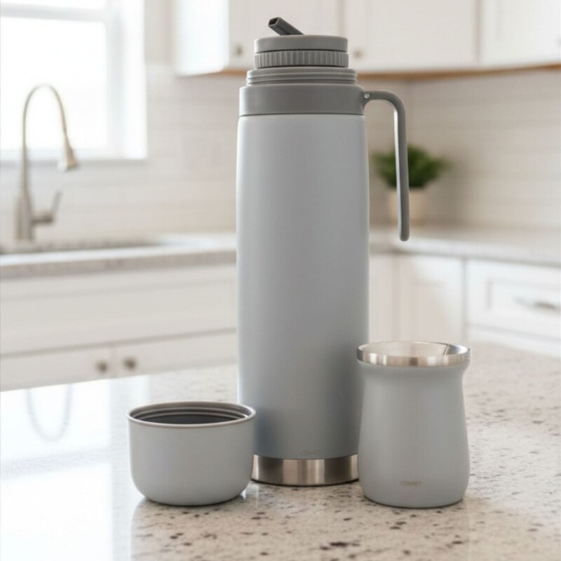 Set termo Comet Bologna 1 lt + Mate de 160 ml Gris