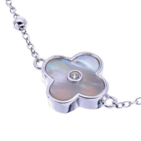 Pulsera de Plata Rodinada, nacar y circonia Pulsera de Plata Rodinada, nacar y circonia