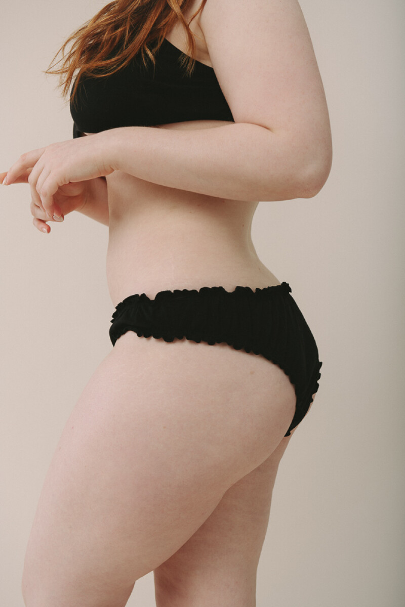 Vedetina Cata – Algodón suave con frunces, sexy y divertida Negro