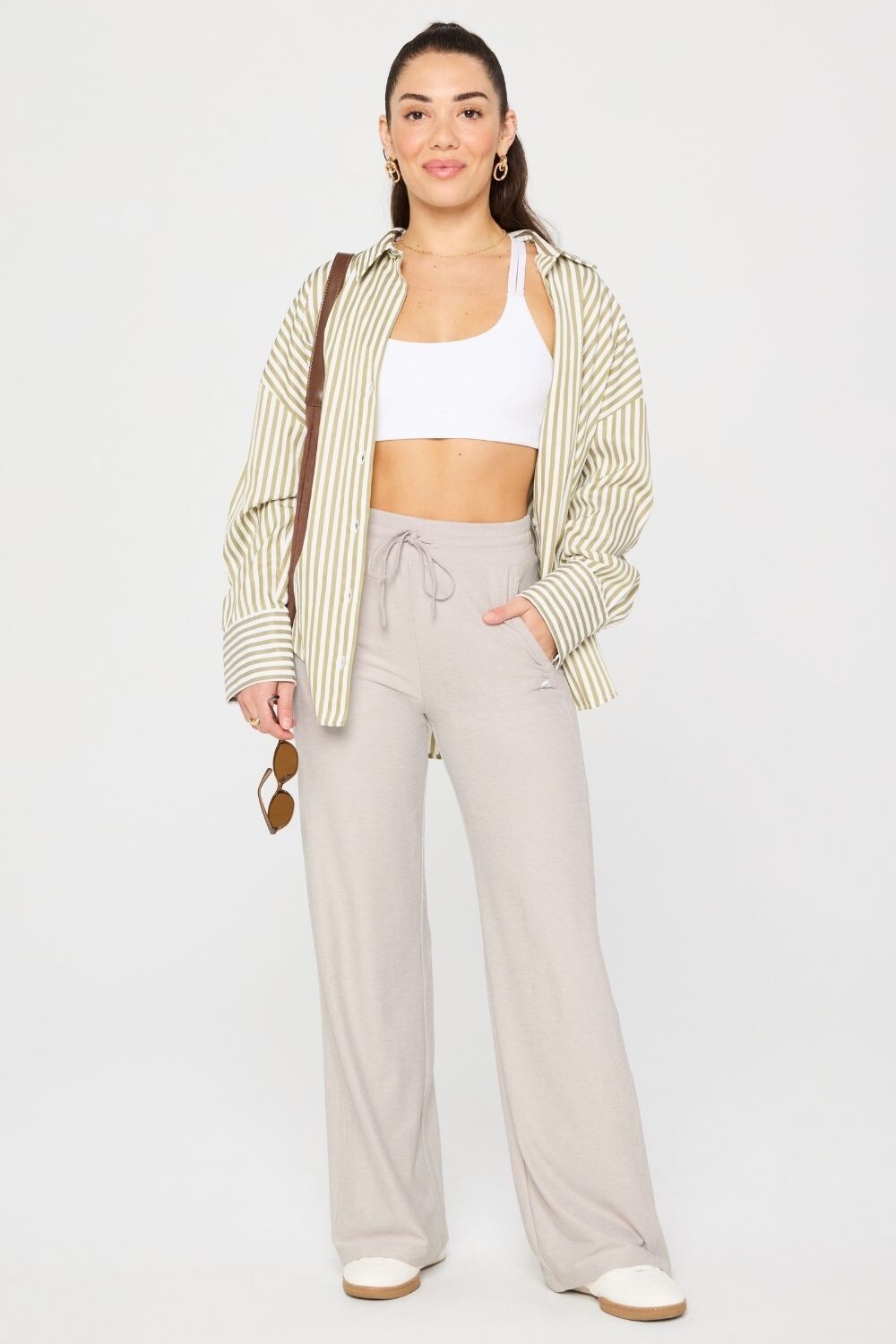 Pantalón Cloud Jersey Wide Leg Pant Mujer Light Sand Heather